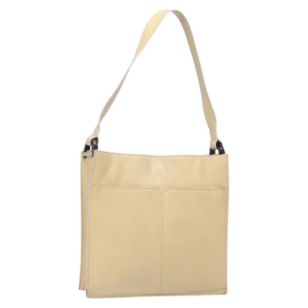 Authentic GUCCI Shoulder Bag Leather Beige Gold 001 3444 1801